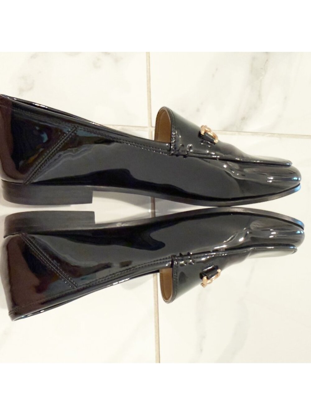 Sam Edelman Loraine Black Patent Leather Bit Buckle Loafers 7 - Picture 5 of 11